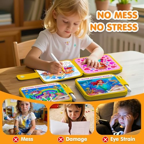 ZHOC Reusable Water Painting Books for Kids – Magic Water Reveal Coloring Books with Water Pens (Unicorn) No-Mess Coloring Book Fun Travel Activity for Ages 3 4 5 6 7 8 - Image 4