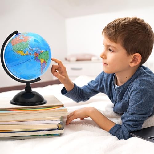 World Globe for Kids Learning - 8 inch Interactive Earth Globe with Stand for children Educational Geography, Spinning World Globes Map Decorative Kids Room, Classroom, Desk, Office, Home - Image 6