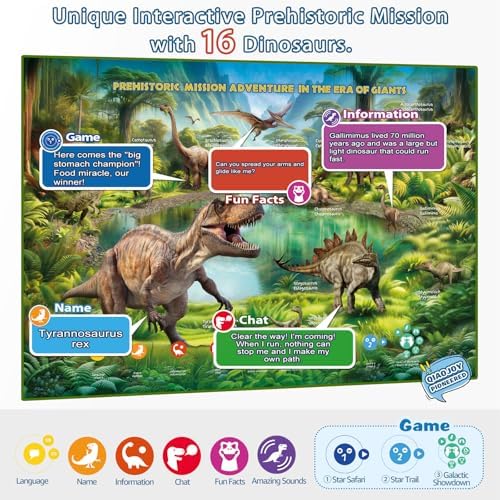 Bilingual Interactive Kids Talking World Map & Dinosaur Poster for Learning - Image 3
