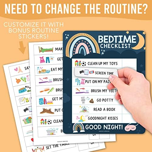 Dry Erase Morning & Bedtime Routine Chart for Kids Stickers Magnetic - Image 5
