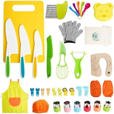 melican Kids Knife Set, 38 Pcs Montessori Kitchen Tools, BPA by melican