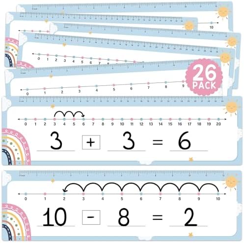 Number Line Dry Erase Boards Cards, 26 Pack 4x14 Boho Theme by BrightenKidz