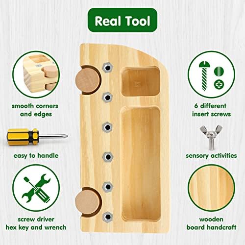 TOY Life Wooden Montessori Screwdriver Board Set for 3 4 5 Toddler & Kid, Preschool Learning Sensory Busy Bus Toys - Image 3