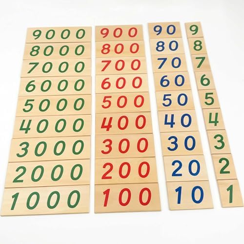 Hidoggy Montessori Small Number Cards with Box (1-9000), Wooden Math Number Counting Manipulative Toys, Basic Math Games Preschool Learning Educational Materials for Toddler Kids 3 4 5 Years - Image 3