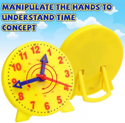 Batiyeer 24 Pcs Teaching Clock Kit for Kids to Tell Time 4'',Yellow (Pack of 2) - Image 4