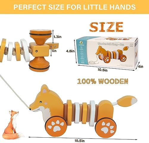 Baby Toys Car,Wooden Pull Along Toy for Toddlers 1 2 3 Year Olds - Image 3