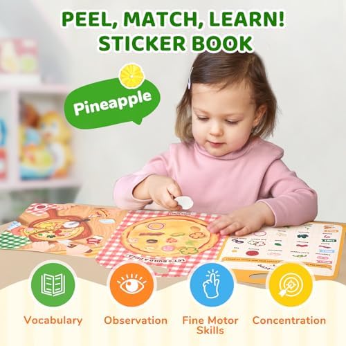 JoyCat Reusable Pizza-Making Sticker Book, Travel Toys for Toddlers & Kids - Image 6