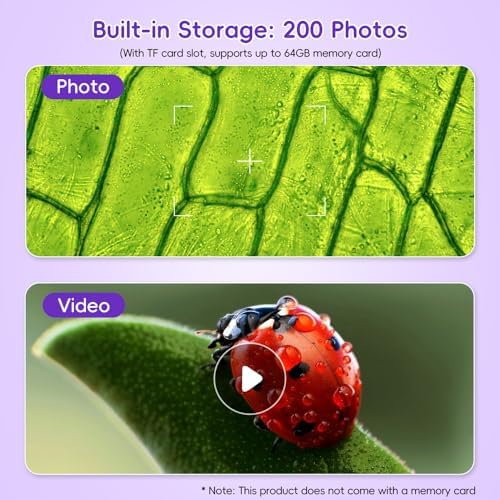 Temodu Kids Microscope 2.0" Screen 1000X Digital Microscope for Kids, Mini Pocket Handheld Microscopes for Children Birthday Festival Gift, Science Education Fun Toys for Boys Girls Ages 4-12 (Purple) - Image 6