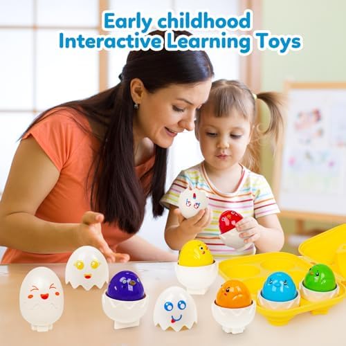 Egg Toddler Toys,Montessori Geometric Egg Shape Sorter Toys Preschool Learning Educational Color Sorting & Eggs Puzzles Matching Games Fine Motor Toy for Boys Girls Ages 1-3 - Image 3