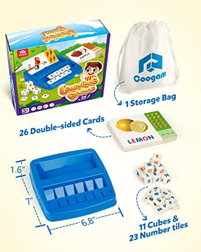 Coogam Matching Letter Game, Alphabet Spelling Reading Flash Cards, Math Number Words Puzzle Montessori Early Learning Educational Gift Toys for 3 4 5 Year Old Kids - Image 6