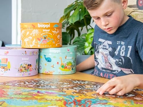 boppi Dinosaurs Round Jigsaw Puzzle with 100% Recycled Card T-rex Stegosaurus and Triceratops Fossils 150 Pieces for Children 5 6 7 8 Years 58cm Diameter - Image 4