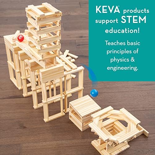 MindWare KEVA Contraptions, Wooden Blocks Building Set, Marble Run Kit, Includes 2 Balls - 200 Planks - Image 4
