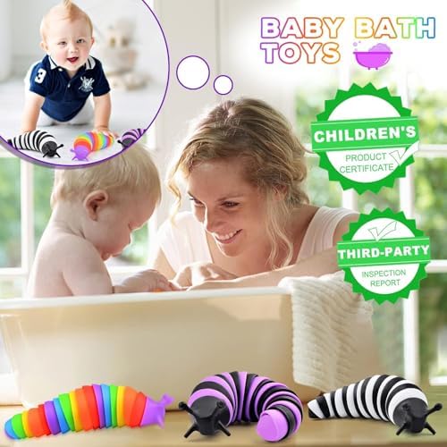 Cevioce Fidget Slug Toy 3Pcs Autism Sensory Toys for Autistic Children Airplane Car Travel Essential Toys Gifts for Kids Toddlers Girls Boys Slug Fidget Toys for Kid Adult Easter Basket Stuffers - Image 2