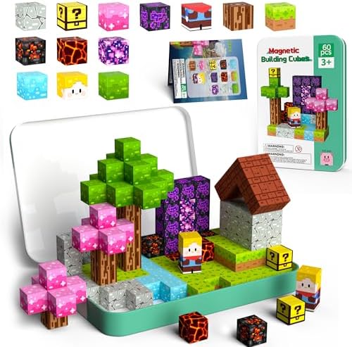 Mini Magnetic Blocks Travel Set 60PCS Building Cubes for Kids with Case by Unknown