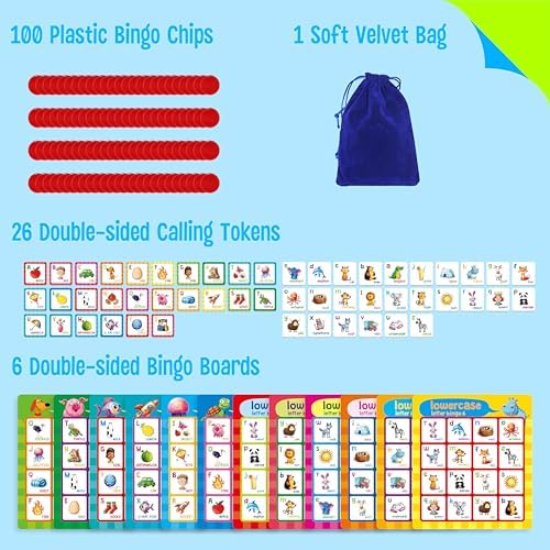 SpriteGru Alphabet Bingo Game, Uppercase/Lowercase/First Words Bingo Educational ABC Letter Learning Board Game for Kindergarten and Preschool Kids Aged 4+, Perfect for Classroom & At Home - Image 2