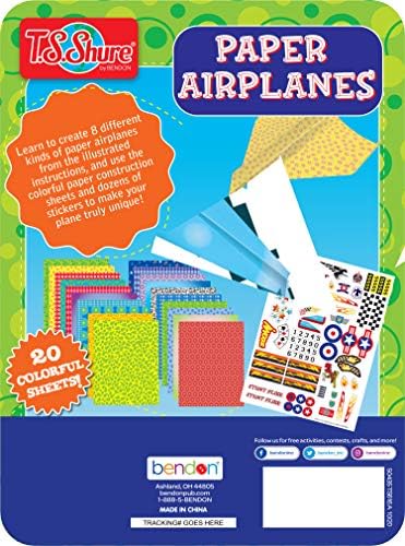 TS Shure by Bendon Paper Airplanes Mini Activity Tin with 20 Paper Airplanes and Sticker Sheet 50435 - Image 2