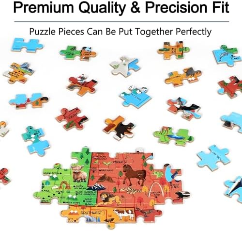LELEMON Puzzles for Kids Ages 4-6,Animal Map 100 Piece Puzzles for Kids Ages 4-8 in a Metal Box, Educational Jigsaw Puzzles 100 Piece Puzzle Games Puzzle Toys for Girls and Boys - Image 5