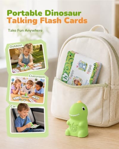Aullsaty Dinosaur Talking Pen with Phonics Flash Cards, Interactive Learning Toy for Kids Ages 1-6, Autism Sensory & Speech Therapy Toy, ABC 123 Educational Toddler Toy, Screen-Free Birthday Gift - Image 7