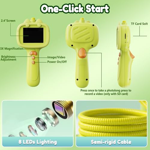 Kids Borescope Camera with Light-STEM Science Educational Toy for 3 4 5 6 7 8 Years Old Boys & Girls Birthday Gift-Discovery & Exploration Flexible Snake Scope Battery - Image 5