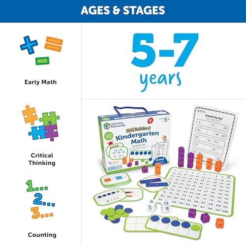 Learning Resources Skill Builders Kindergarten Math Activity Set - Kindergarten Learning Math Manipulatives Game, Number and Counting Blocks Activities, Classroom Manipulatives Teaching Materials - Image 6