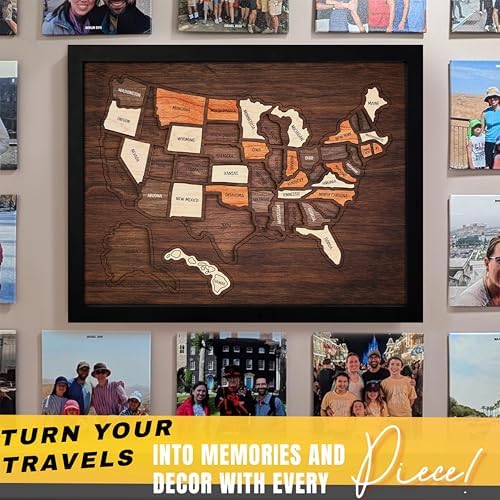 flinelife USA Travel Map, 17x13, Wooden USA Map Puzzle, Perfect for Couples and Families Gift - Image 4