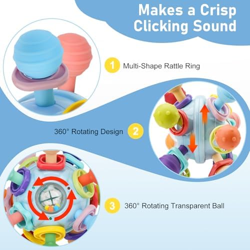 2 Pack Baby Teething Toys 0-6 6-12 Months, Silicone Teether Mitten & Ball - Image 7