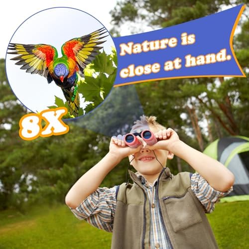 Real Binoculars for Kids Gifts for 3-12 Years Boys Girls 8x21 High-Resolution Optics Compact Toy Binocular for Bird Watching,Travel, Camping - Image 2