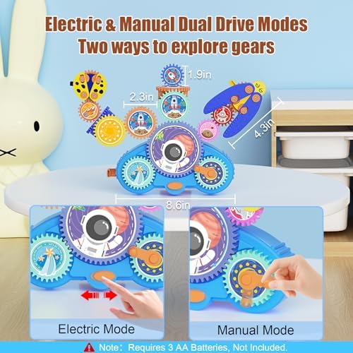 STEM Gears Toys for Kids Ages 3+, Creative Learning Building Blocks, 18Pcs Educational Construction Toy Set, Electric & Manual Dual Mode, Versatile Gear Playset Gift for Boys & Girls - Image 5
