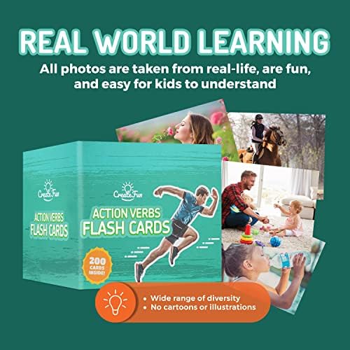 CreateFun 200 Action Verbs Flash Cards - Kids, Speech Therapy, ESL, Autism - Image 5