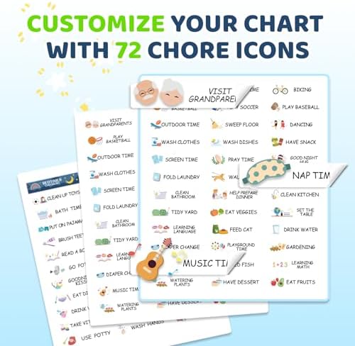 Upgraded Slider 4 in 1 Reward Chart for Kids, Reusable Bedtime/Morning/Daily Routine Chart for Kids, Magnetic Chore Chart for Kids Toddlers, Sticker Chart for Kids Behavior Chart for Kids at Home - Image 5