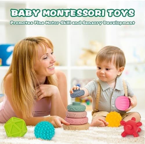 3 in 1 Baby Toys,Montessori Baby Blocks for 0-3-6-12 Months Babies - Image 5