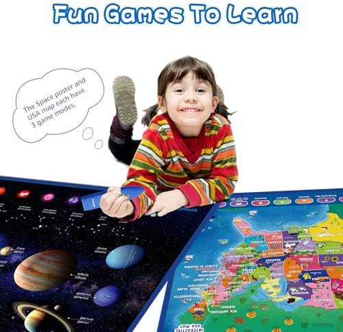 Bilingual Educational Talking USA Map Solar System Poster for Kid Learning - Image 4