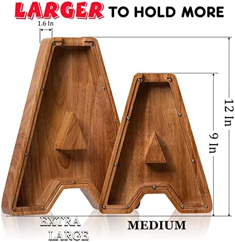 ladenk 12 Inch Extra Large Wooden Kids Letter Piggy Bank - Piggy Bank for Boys Girls - Initial Y Bank - Alphabet Money Bank for Birthday - Image 2