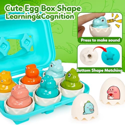 Dinosaur Toys,Egg Toy for Toddlers 1-3,Montessori Sensory Early Educational Learning Shape Matching & Sorting Games Fine Motor Toys Christmas Stocking Stuffers Gifts for Boys Girls - Image 5