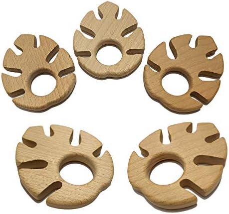 5pcs Natural Wooden Leaf Montessori Toy Pendant Pure Natural Beech Wood Animal Shape for Handmade Home Decoration Craft Accessory (Banana Leaf) by Alenybeby