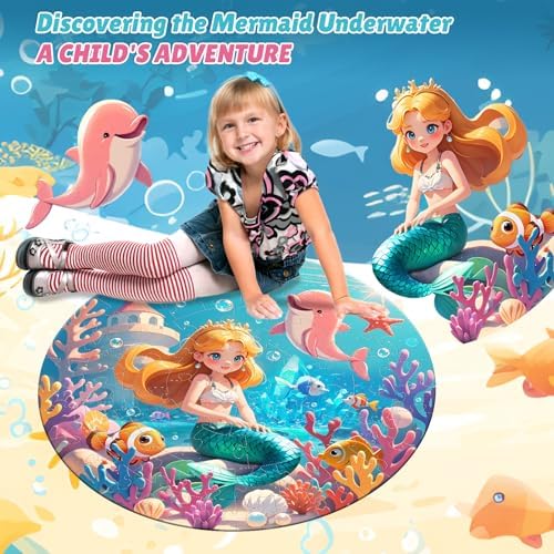 Floor Puzzles for Kids Ages 3-5, 70 Piece Jumbo Mermaid & World Map Puzzles - Image 3