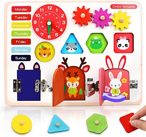 TOY Life Wooden Busy Board Montessori Toys for Toddlers Activity Board Sensory Toys for Toddlers 1-3 Busy Boards for 1 Year Old Travel Toy Educational Activities Motor Skills Toys by TOYLife