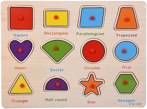 Montessori Wooden Shape Puzzle for Toddlers 3+ Years Old, Educational Toy for Preschool Boys & Girls, Enhances Cognitive Skills, Shape Recognition & Fine Motor Development by GUGURIK