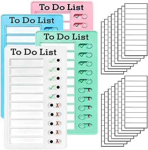 4 Pieces Chore Chart for Kids Multiple Kids - Sliding Routine Chart: Reusable to Do List, RV Checklist, Planning Board, Visual Schedule, and Reminder (Multicolored) by Tsytyst