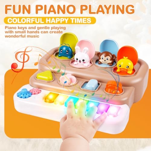 Mini Interactive Pop Up Animal Toy with Piano Keys, Music & Lights, Montessori Cause and Effect Toys for 3+ Year Old, STEM Fine Motor Skills Baby Toy for Infants 6-12 Months, Toddler Birthday Gift - Image 3