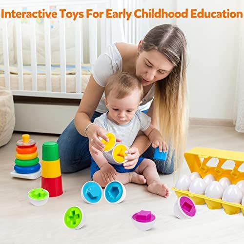 Montessori Geometric Eggs,12 pcs Set Color & Shape Egg Puzzle Toys Matching Eggs for Toddlers,Preschool Educational Sorting Game Fine Motor Toy Easter Gifts for Kids Boys Girls - Image 6