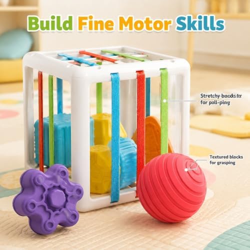 Montessori Toys for 1 Year Old - 6 Pc Shape Sorter Activity Cube - Image 6