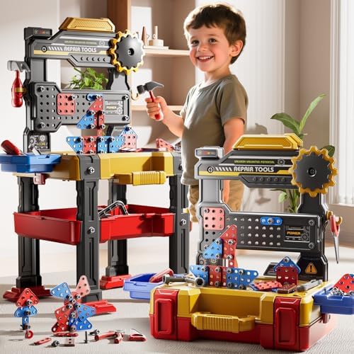 2 in 1 Workbench Tools Toys Set with Sound for Toddlers Aged 3-5 - Image 7
