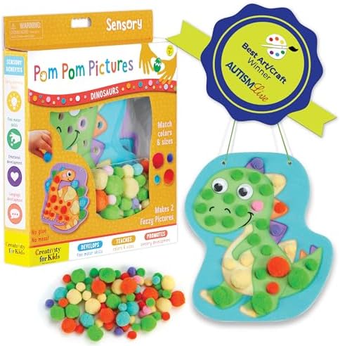 Creativity for Kids Pom Pom Pictures: Dinosaurs - Toddler Learning Toys, Sensory Play (Ages 3+) by CreativityforKids