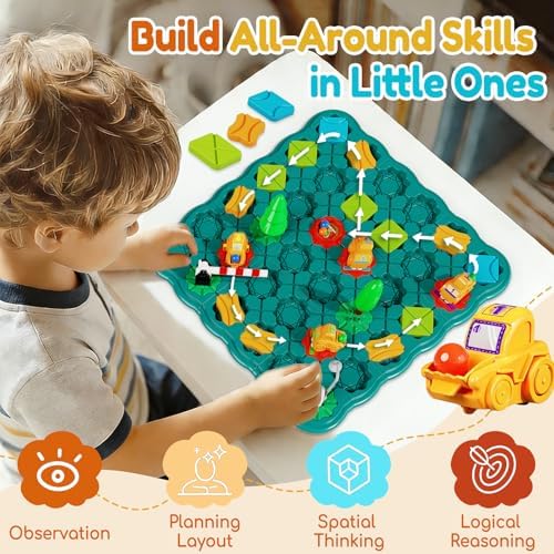 STEM Board Games Kids Toys, Maze Brain Teaser Puzzles Learning Games, Logic Road Track Building Blocks Educational Montessori Preschool Birthday Boys Girls Gifts for Kids Ages 3 4 5 6 7 8 Year Old - Image 3