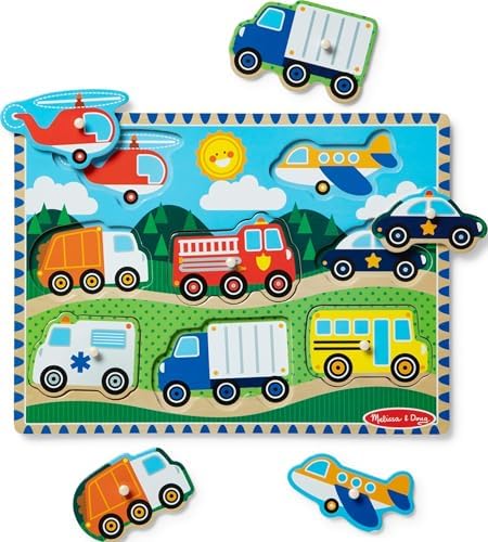 Melissa & Doug Vehicles Wooden Peg Puzzle (8 pcs) by Unknown