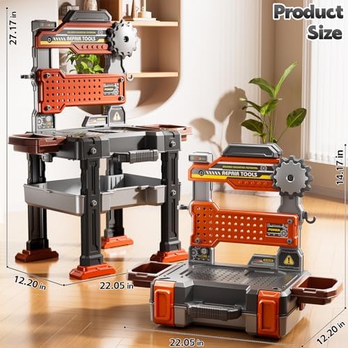2 in 1 Workbench Tools Toys Set with Sound for Toddlers Aged 3-5 - Image 6