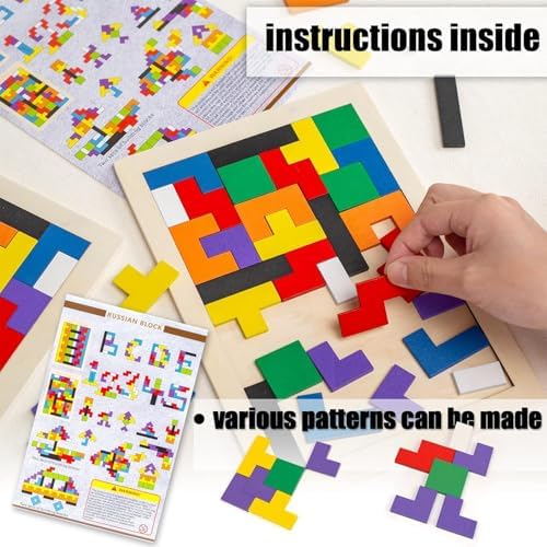 3 Otters Wooden Tangram Puzzle, 2-Pack Russian Blocks Brain Teaser - Image 6