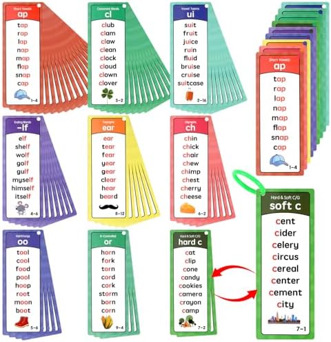 Phonics Flash Cards for Kids Ages 4 to 8, 60 Cards with Over 900 Words by Gencokok-SeekBetterProduts