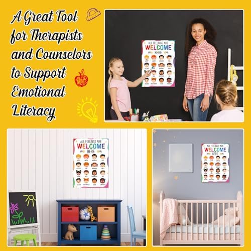 BIZIBAFF Feelings Chart Poster for Kids Toddlers - Emotions Learning Poster Educational Preschool Posters for Classroom Bulletin Board Decorations Back To School Teacher Supplies - Image 3